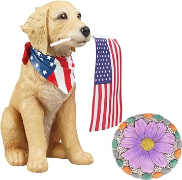 Cynkeyee Outdoor Garden Decor Dog Statue - Outdoor Stepping Stones Outside Garden Yard Decorative Stones Gifts