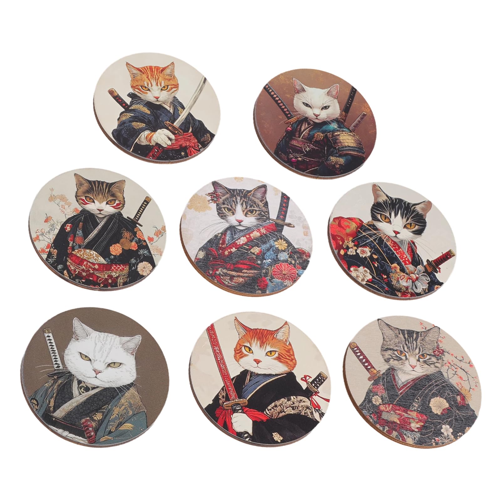 Wooden Cats Themed Coasters Set for Cups and Coffee Mugs with Gripping Bottom and Natural Lookings Hot Drink Coasters