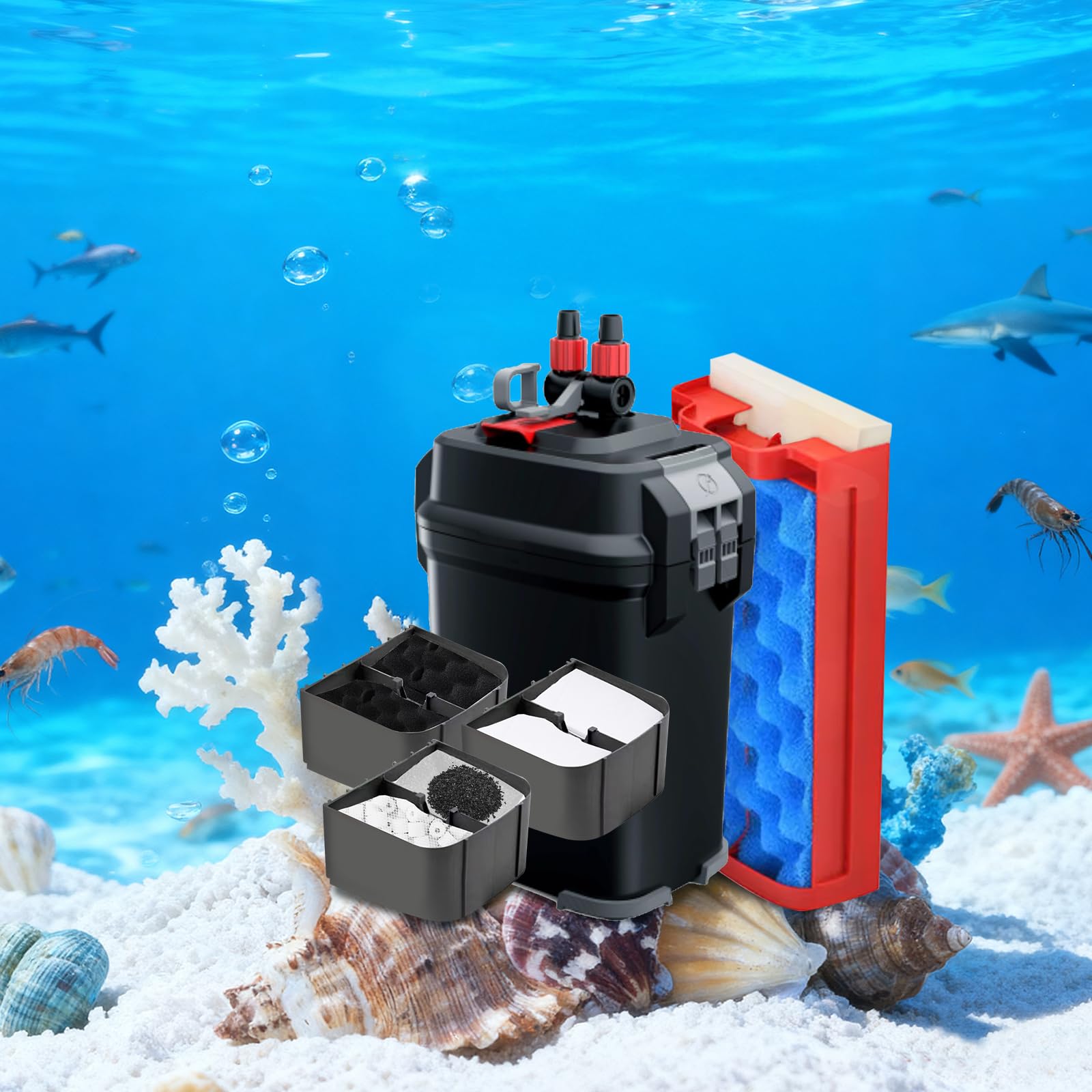 PROUDSCREW 30 Pack Replacement Filter Media Kit Compatible with Fluval 306/307 Aquarium Filters, Including Bio Ceramic Rings, Activated Carbon, Blue, White & Black Bio Foam Value Pack - image 2