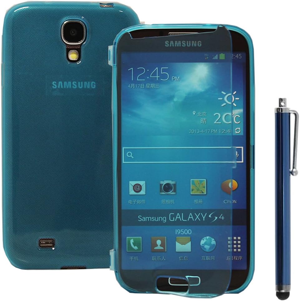 VCOMP Samsung Galaxy S4 i9500/ i9505/ Value Edition I9515: silicone cover gel Walet Book flap + stylus - BLUE