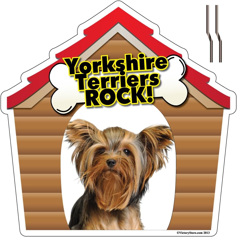 VictoryStore Yard Sign Outdoor Lawn Decorations: Dog Breed Yard Sign - Yorkshire Terriers Rock! - Corrugated Plastic Shaped Yard Sign w/ 2 E-Z Stakes.