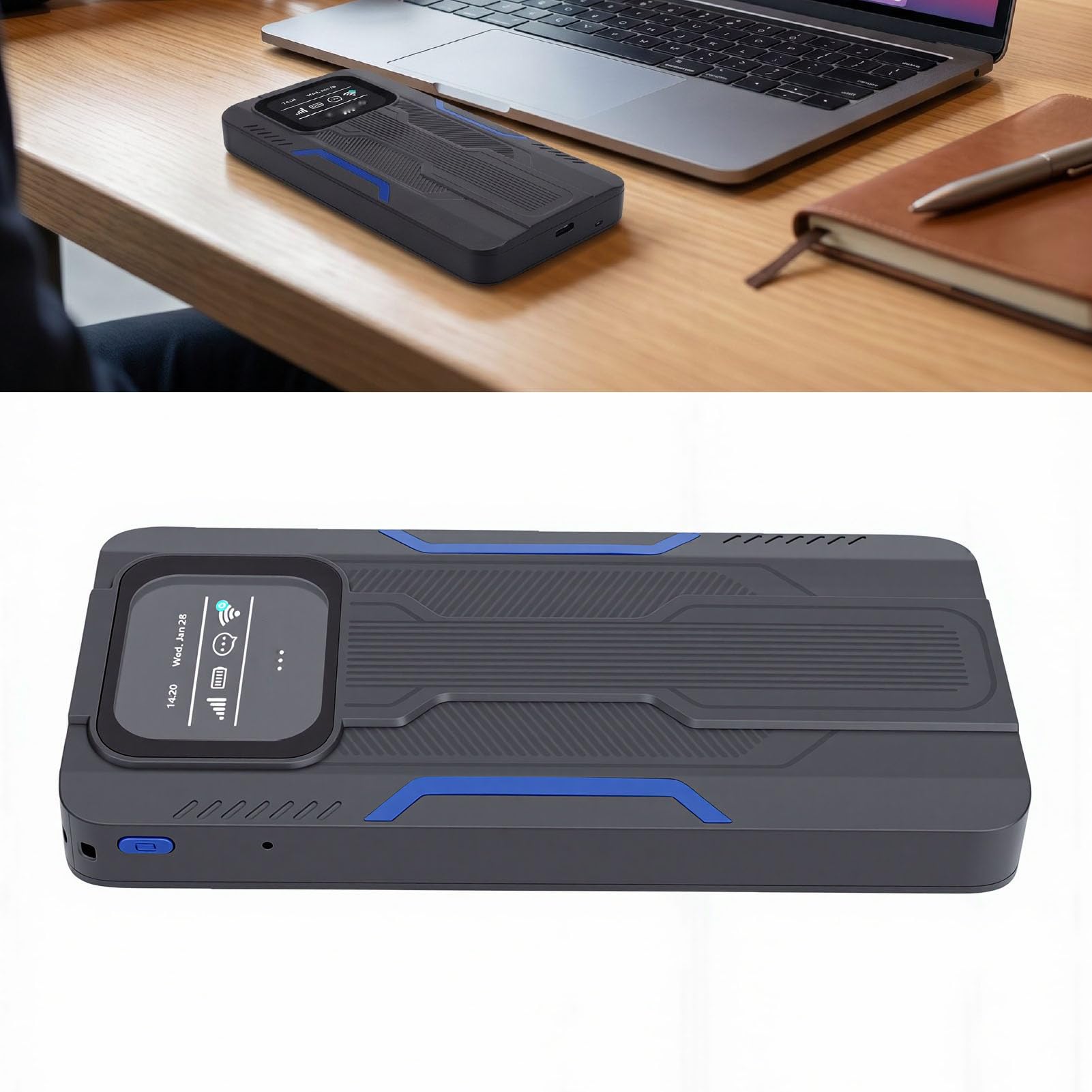Hotspot Mobile 4G LTE, Router WiFi con Supporto per 10 Dispositivi Connessi, Display LCD, Batteria Integrata da 10000 MAh, Rete Privata per Viaggi di Gruppo, Viaggi in Auto e