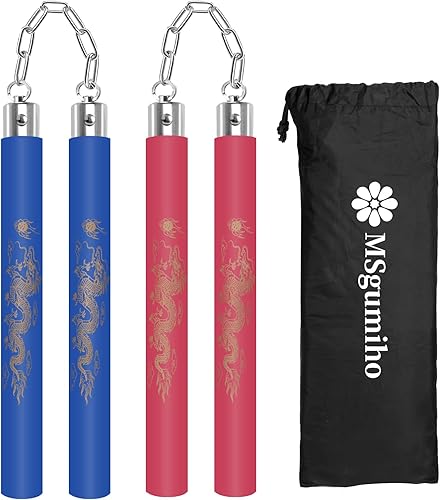 Vista 11 de Nunchucks Nunchucks - Juego de 2 unidades con sistema de bolas de rodamiento y cadena de acero, 2 unidades para niños, principiantes y adultos