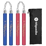 Nunchucks Safe Foam Rubber Training Nunchucks Nunchakus Match with Bearing Ball System and Steel Chain 2PCS for Kids Beginners Adults (1Blue+1Red)