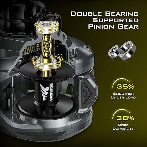 Miniatura 6 de KastKing Skeet Reese Icon Carretes de cebo  Carrete de pesca AutoMag con sistema de frenado doble, marco de aluminio ligero de 7 onzas, arrastre de