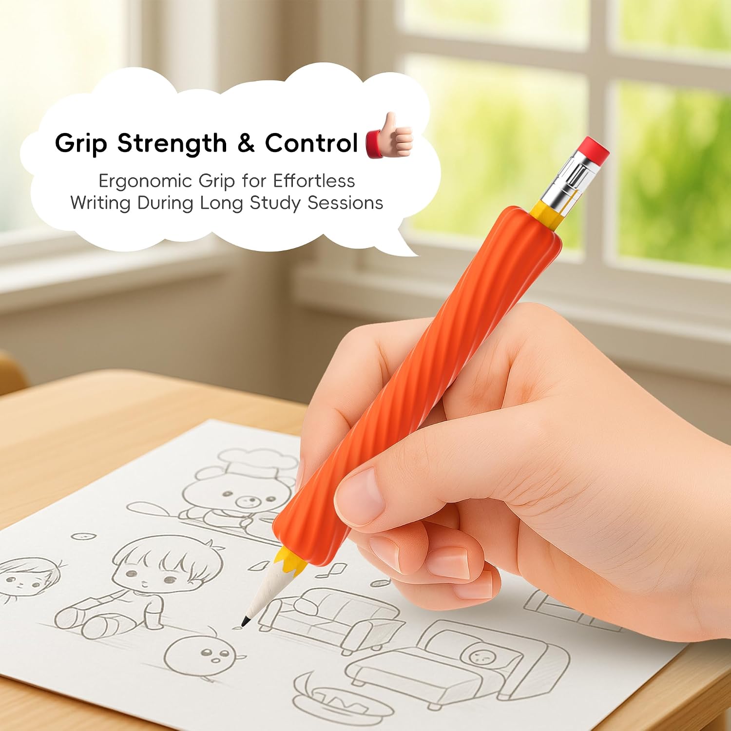 ELETIUO 4-Pack Textured Silicone Pencil Grips–Sensory Fidget Sleeves for Kids& Adults,ADHD &Autism Anxiety Relief,Quiet Classroom&Travel Fidget Tool for Focus,Calm, Stocking Stuffers image 4