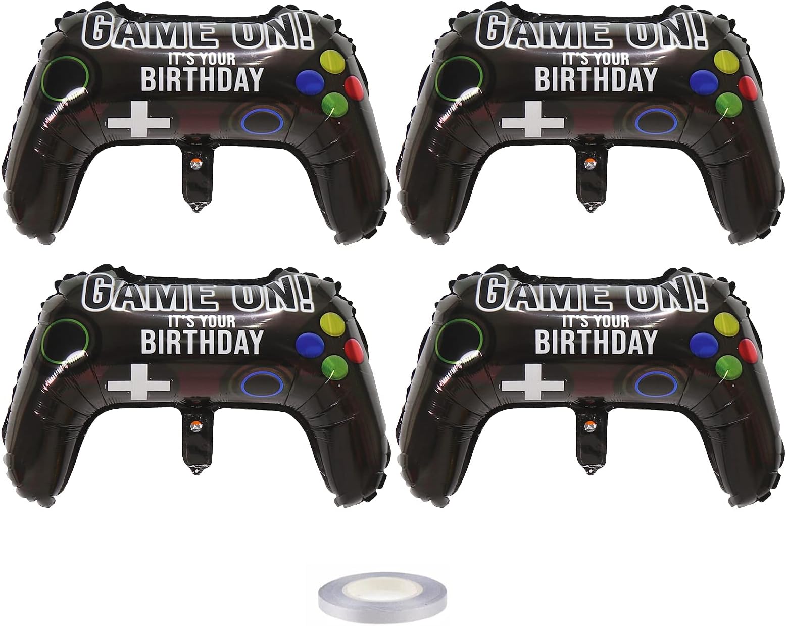 Video Game Party Balloons, 4 PCS Game On Controller Foil Balloons For Birthday Gamer Party Decorations