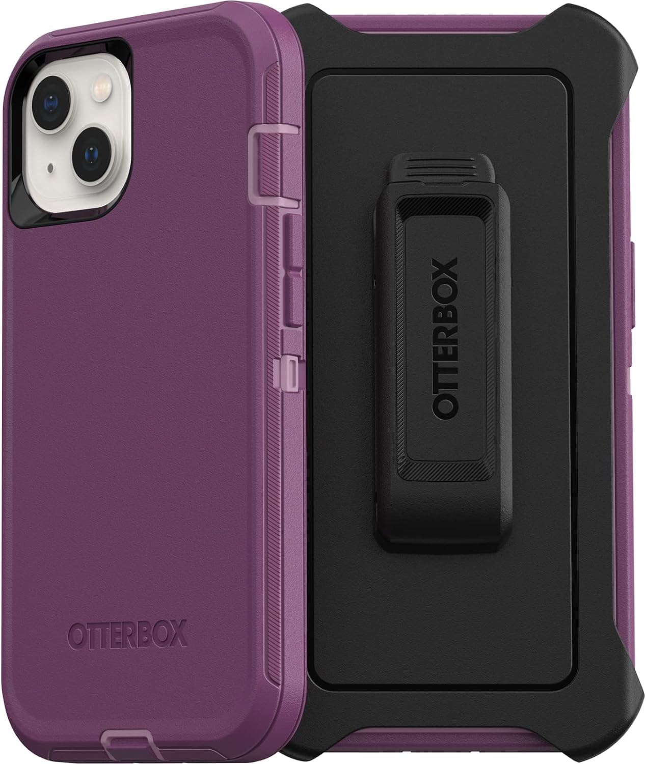 OtterBox Defender Series Screenless Edition Case for iPhone 13 (Only) - Holster Clip Included - Non-Retail Packaging - Happy Purple