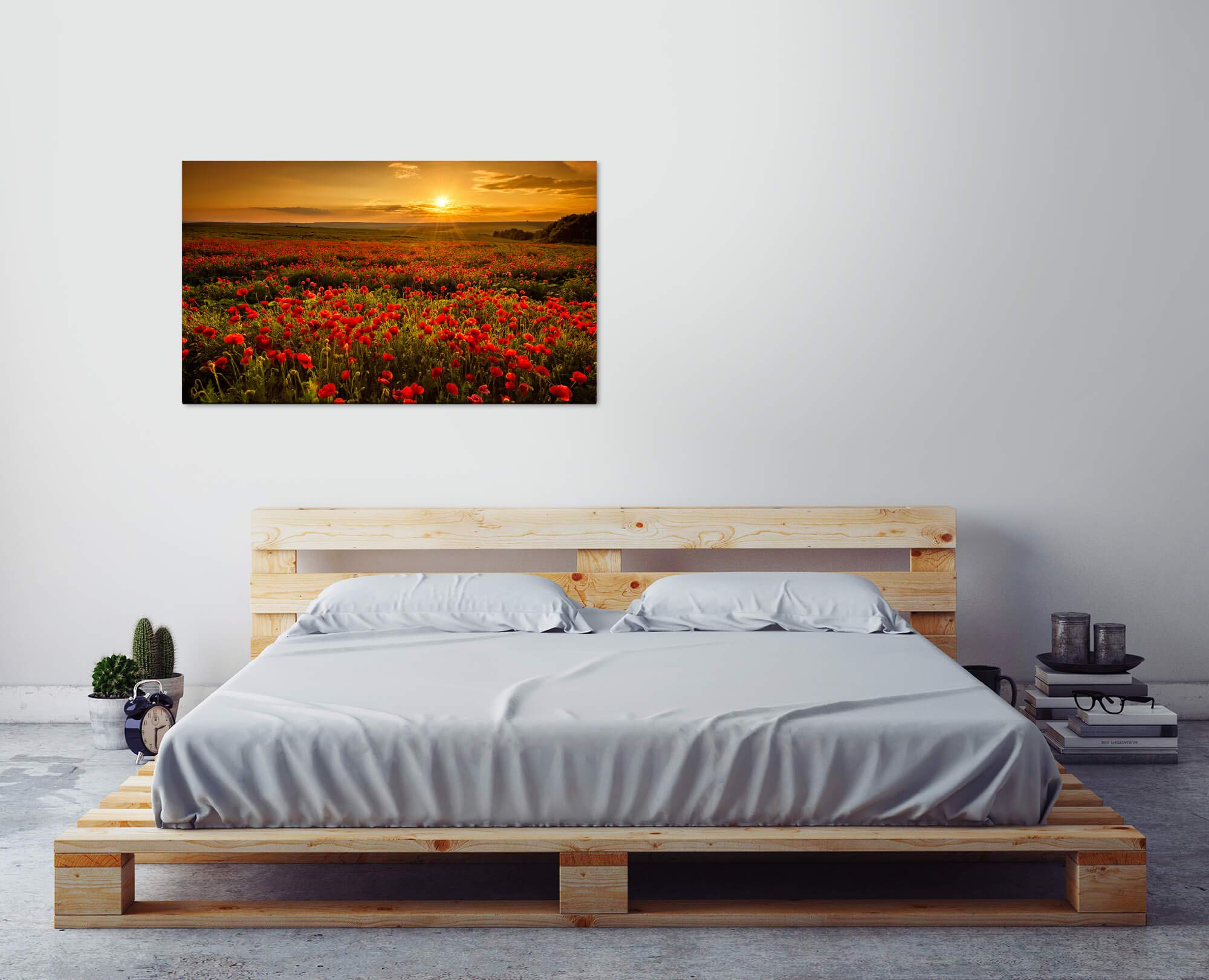 Tableau Sinus Art – Paysage De Collines Douces Au Lever De Soleil, Toile Lin 120x80cm