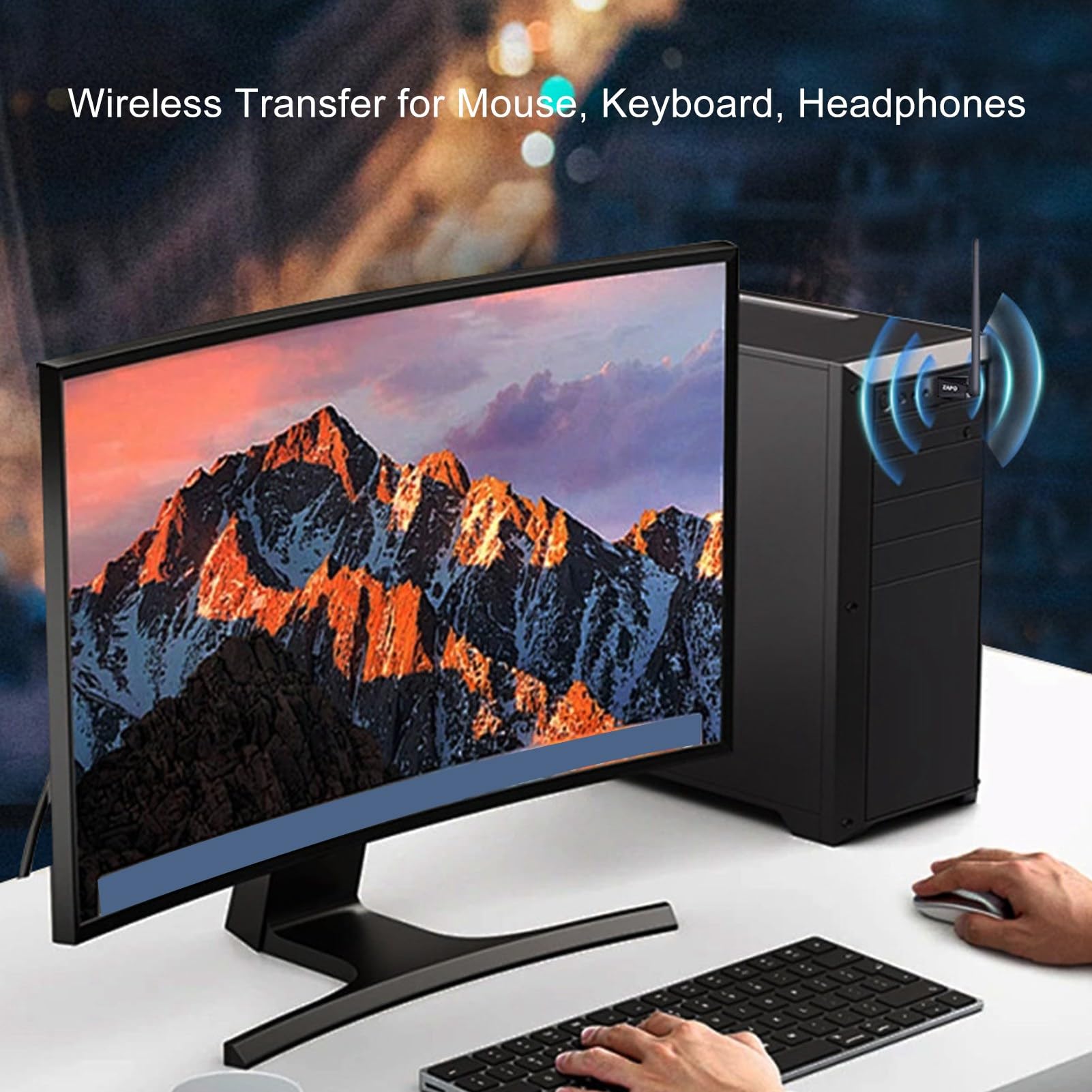 Adapter USB Bluetooth 5.4 Dalekiego Zasięgu do Komputera Stacjonarnego, Klucz Sprzętowy USB Bluetooth Bezprzewodowy Transfer 160 M do Klawiatury Myszy Słuchawki Głośniki,