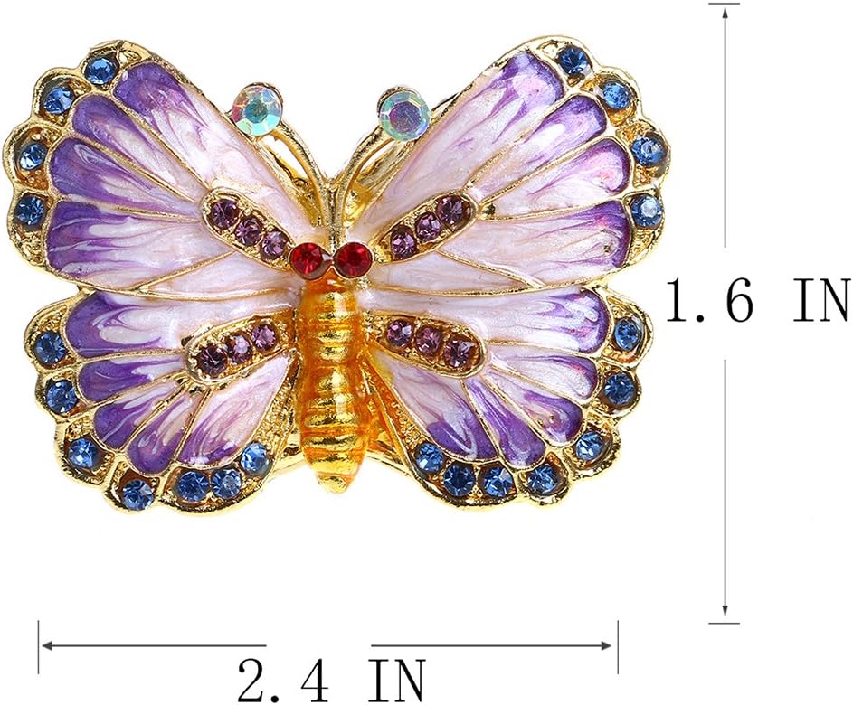 YU FENG Butterfly Trinket Box Hinged Small Jewelry Bejeweled Trinket Boxes Figurine Collectible Gift (trinket box ii) - Image 2