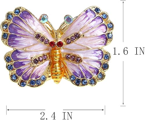 Miniatura 3 de YU FENG Caja de baratijas de mariposa con bisutería y trébol de cuatro hojas, cajas de baratijas con bisagras esmaltadas esmaltadas decorativas para