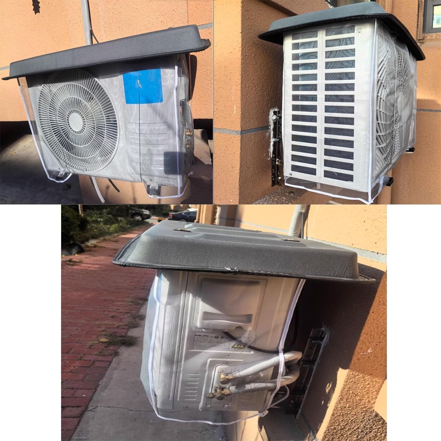 38.5inX19.7in Air Conditioner Sun Shade Cover, Dustproof Waterproof Outdoor Window AC Units Protection Cover, With Black Protective Net