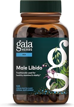 Gaia Herbs Male Libido - Herbal Supplement with Saw Palmetto, Horny Goat Weed & Oats - Traditional Herbs to Support Vitality & Energy Levels for Men - 120 Vegan Liquid Phyto-Capsules 120 Servings