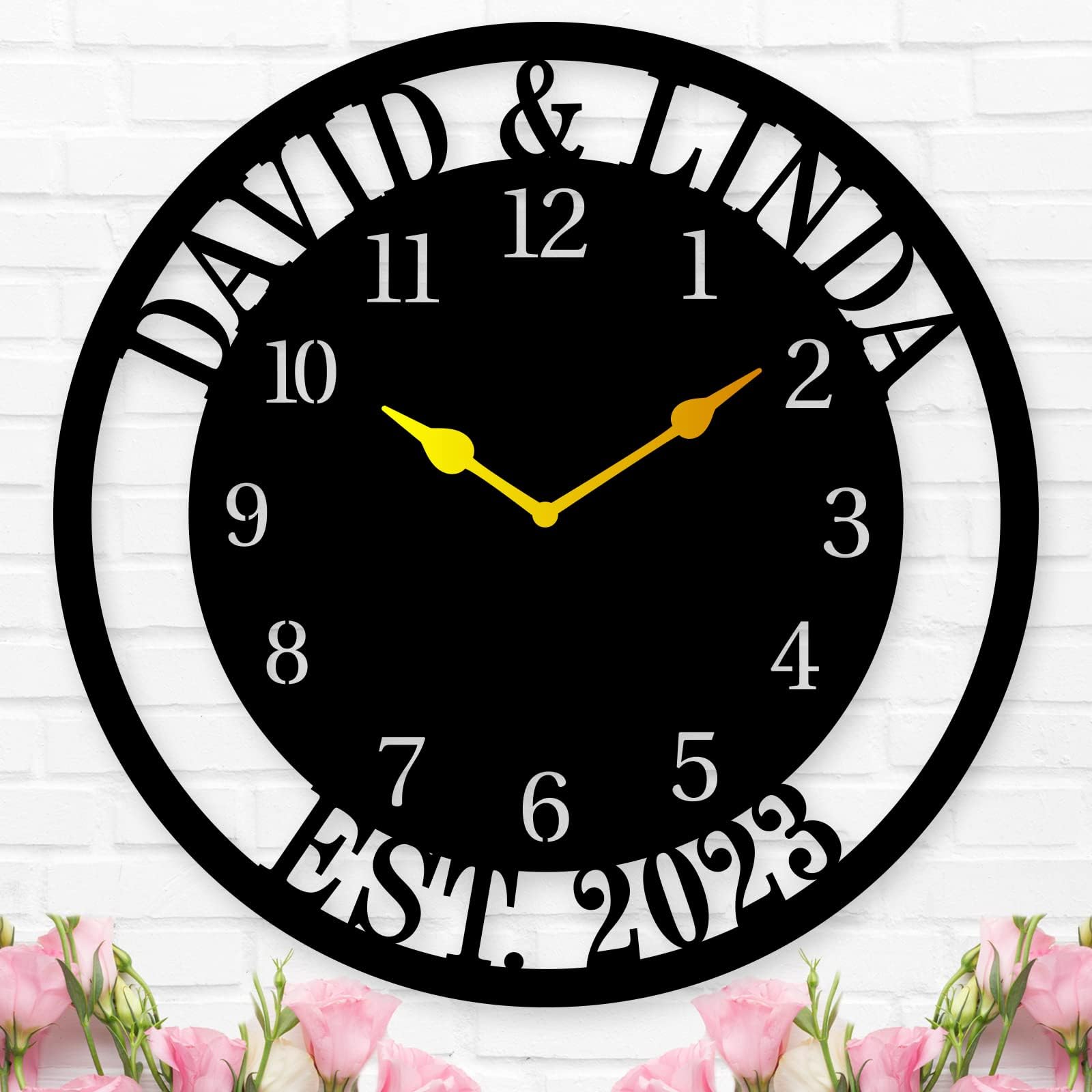 Custom Metal Clock, Personalized Anniversary Wedding Gift for Couple Parents, Custom Wedding Anniversary Metal Wall Clock (Battery not Included)