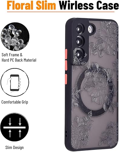 Miniatura 2 de Funda magnética para Samsung Galaxy S21, ajuste delgado, diseño floral rosa, funda magnética para Samsung Galaxy S21, marco suave, botón sensible en