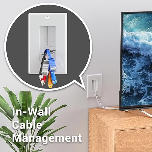 Miniatura 2 de Iwillink Placa de pared de cepillo paquete de 5 inserto de paso de cable para cables correa de acceso de cable de una sola banda enchufe de pared