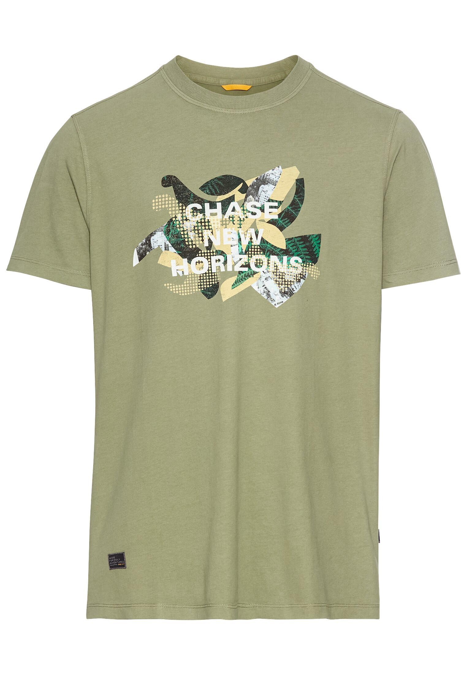 camel active Men's Organic Cotton Print T-Shirt, Dark Green, Menswear-XL, Dark Green, XL