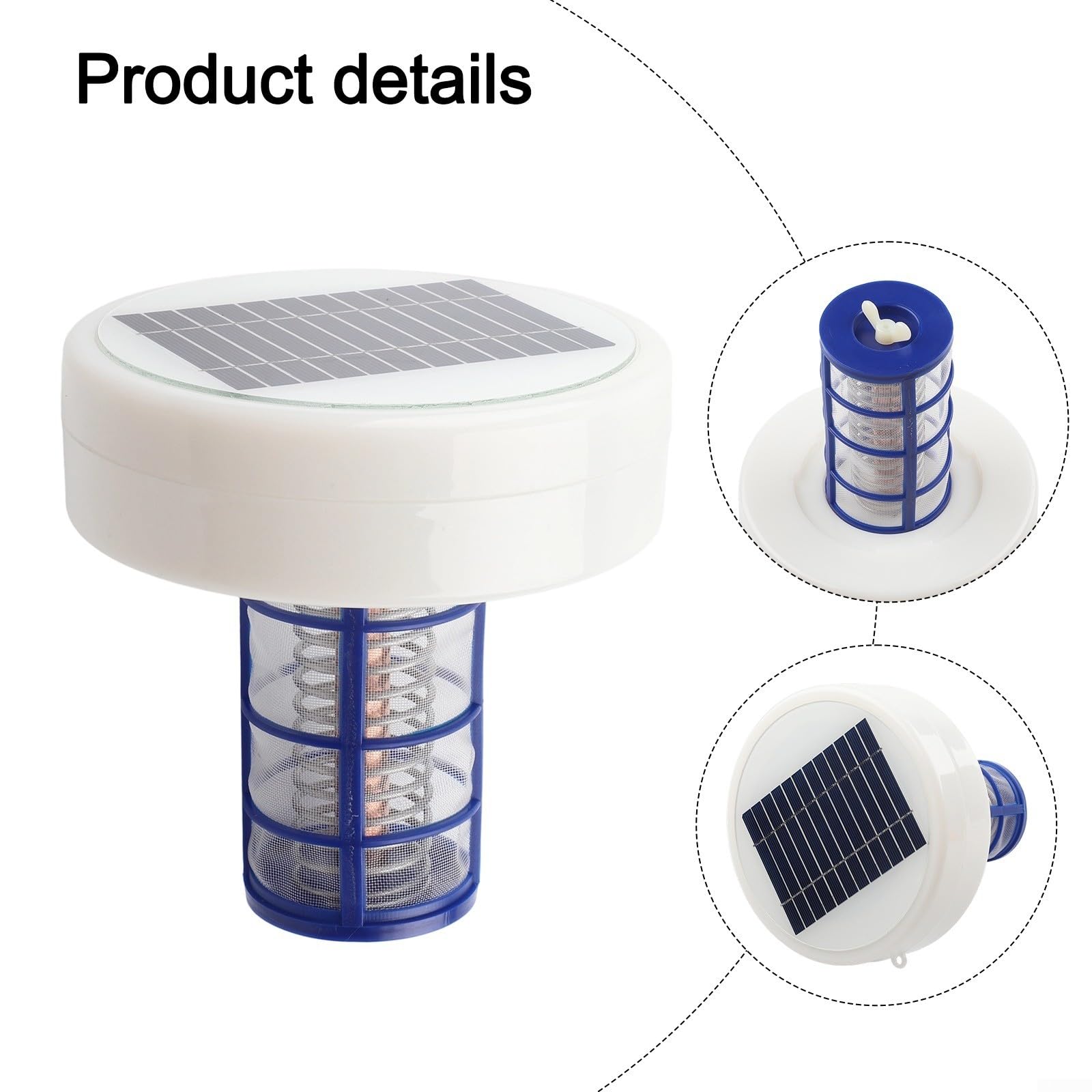 Ioniseur de piscine à énergie solaire, pour purification de l'eau sans produits chimiques, nettoyeur flottant automatique, pour spas et baignoires d'eau salée hors sol dans le sol, nécessite peu