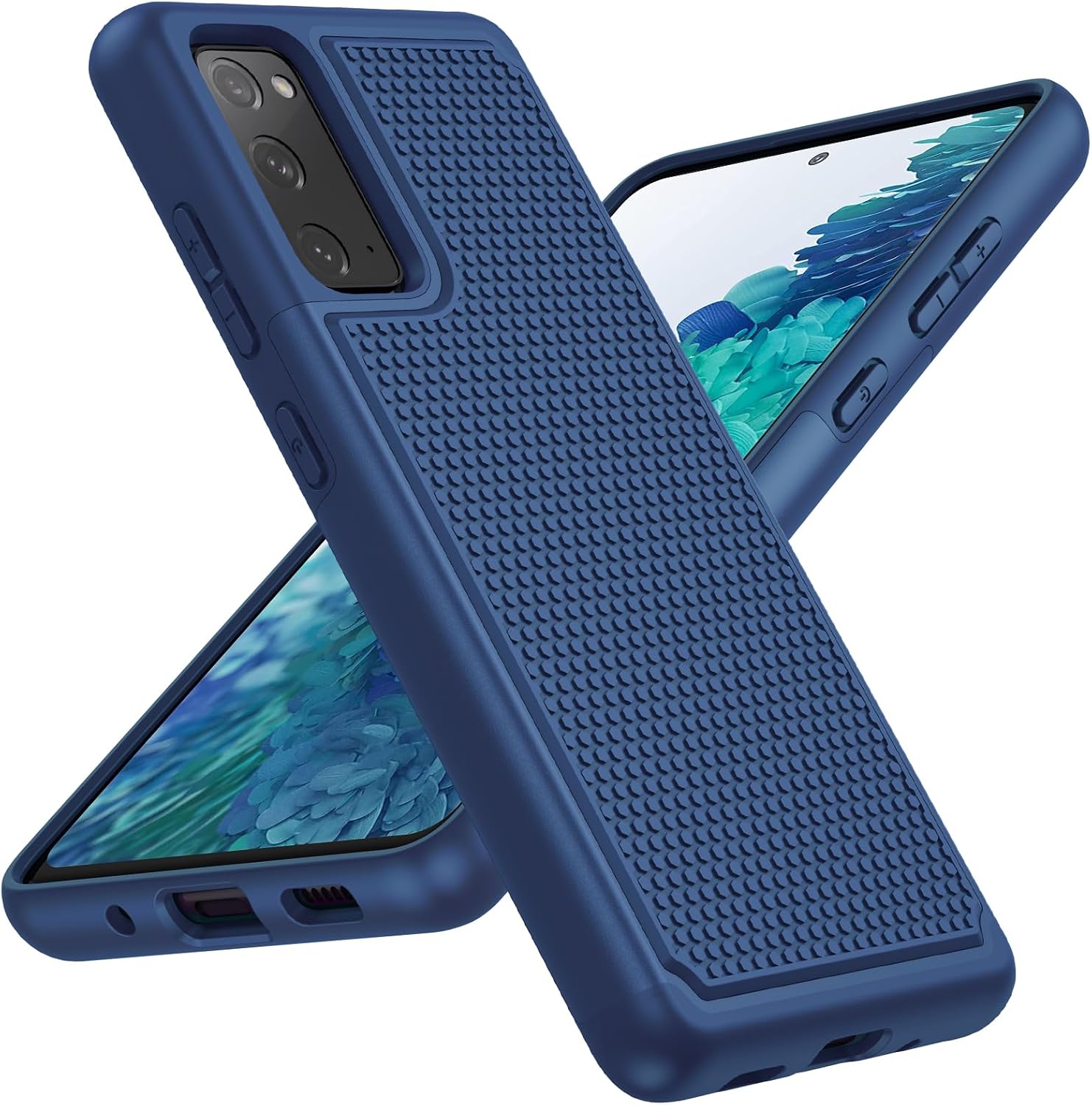 for Samsung Galaxy S20 FE 5G Case: Dual Layer Non Slip Navy Blue