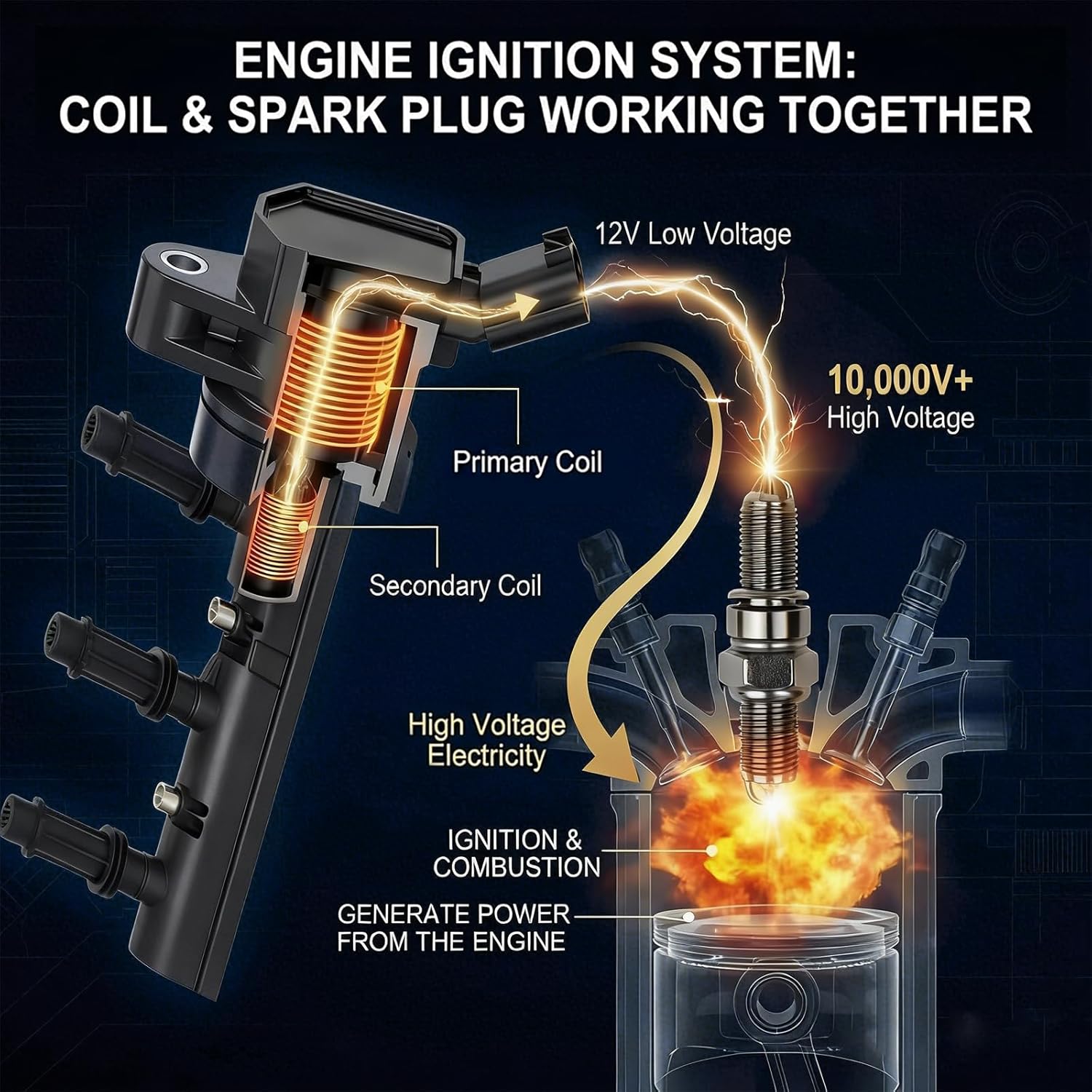 UF669 Ignition Coil Pack 4set For Buick Encore Cadillac ELR Chevrolet Cruze Cruze Limited Sonic Trax Volt 1.4L 2011-2021