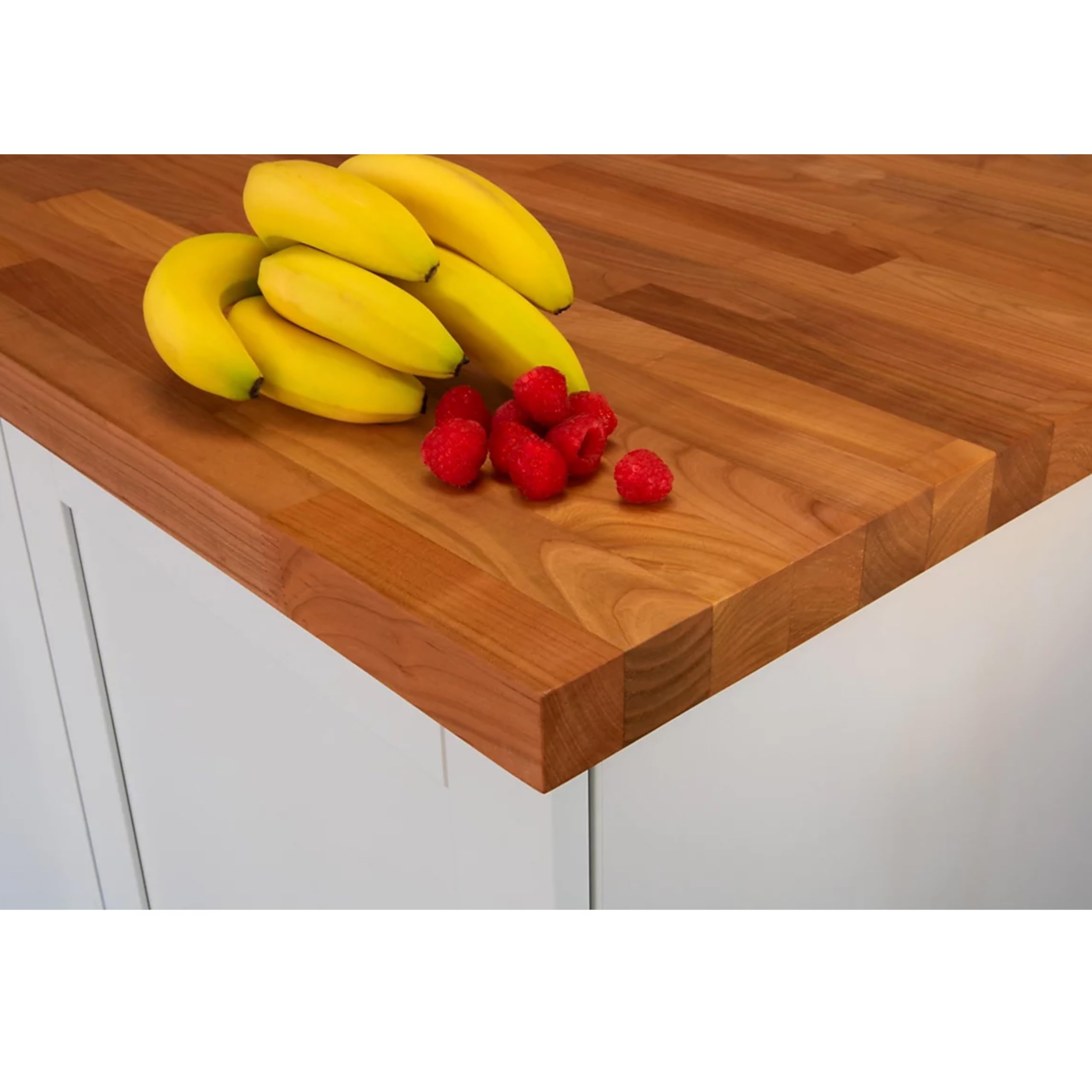 Top Worktops Solid Cherry Worktop 1m x 620mm x 38mm – Premium Solid Wood Kitchen Countertop, Real Cherry Timber Stave, Unfinished Square Edge, Durable Hardwood Surface