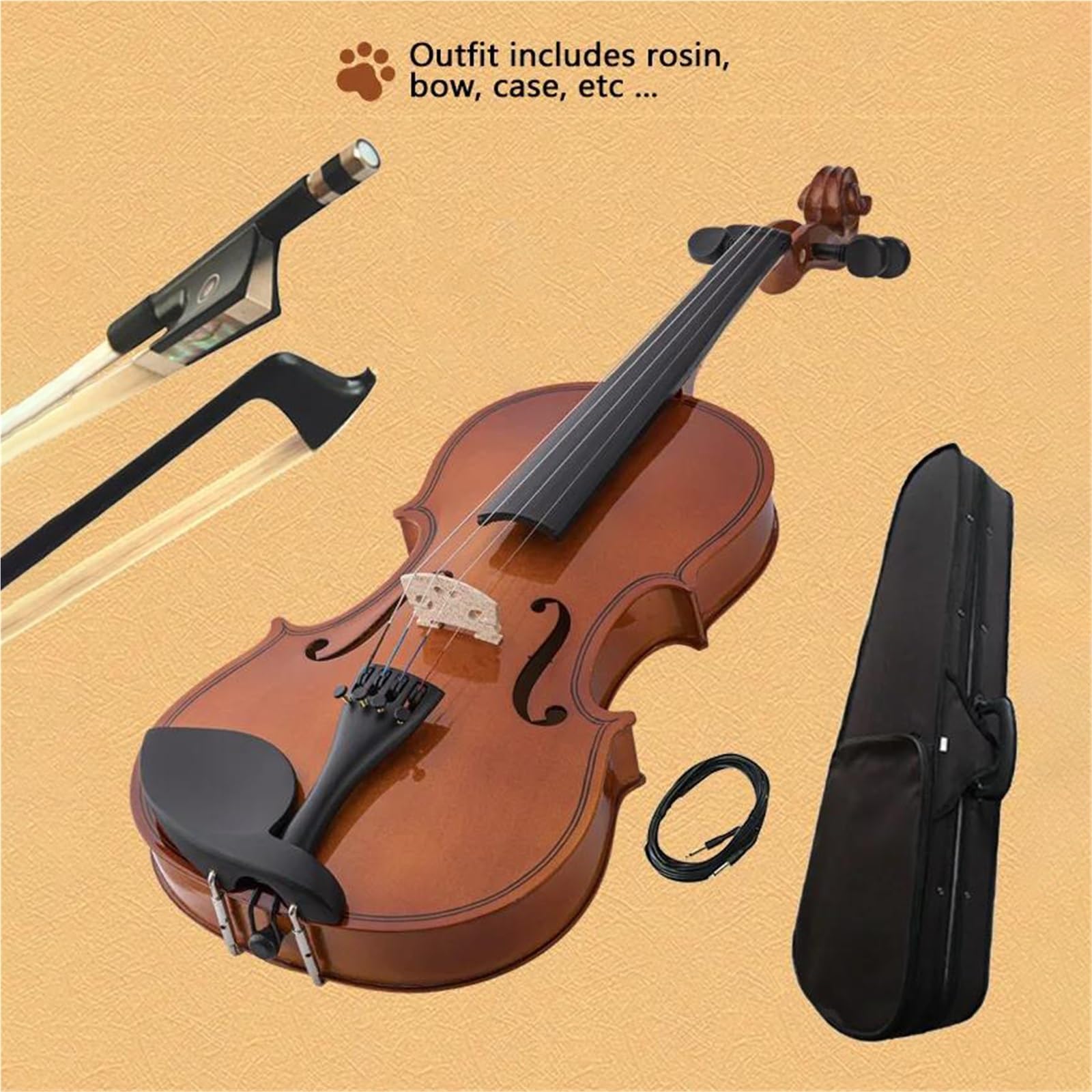 Violino Acustico Per Strumento A Corde Di Violino A Grandezza Naturale 4/4 Per Principianti
