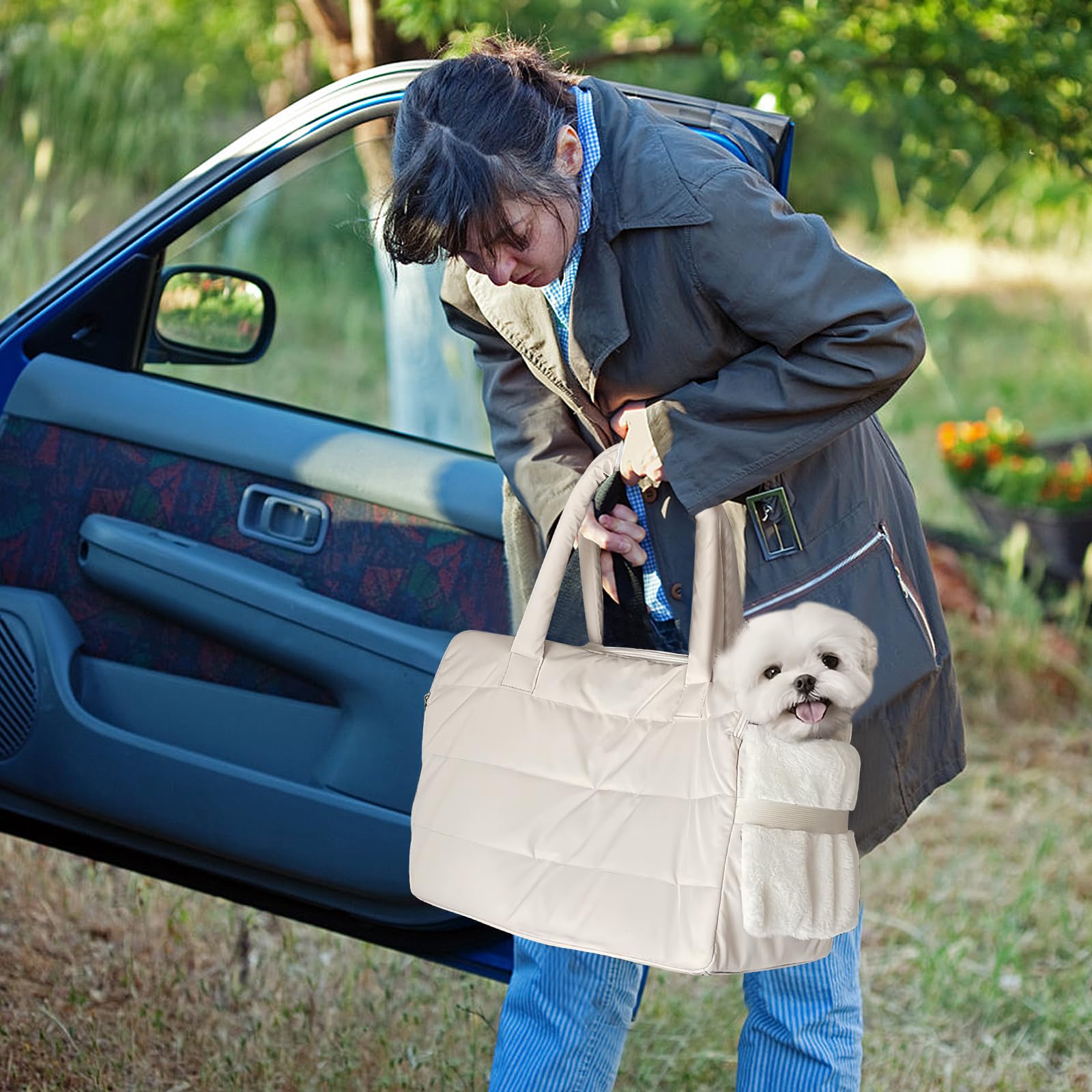 Transporttasche für Hunde und Katzen, Haustiere Tragetasche für Kleinen und Mittleren Hund Welpen Katze bis 9 kg, Hunde Welpen Katzen Tasche, Atmungsaktiv Schultertasche für Outdoor Reisen