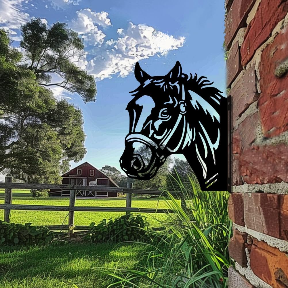 WADORN Farm Horse Silhouette Yard Outdoor Decor, Horse Statues Garden Signs Horse Outdoor Lawn Yard Decoration Animals Ornaments for Fences Horse Signs for Farmhouse Garden Lawn Patio Pathway