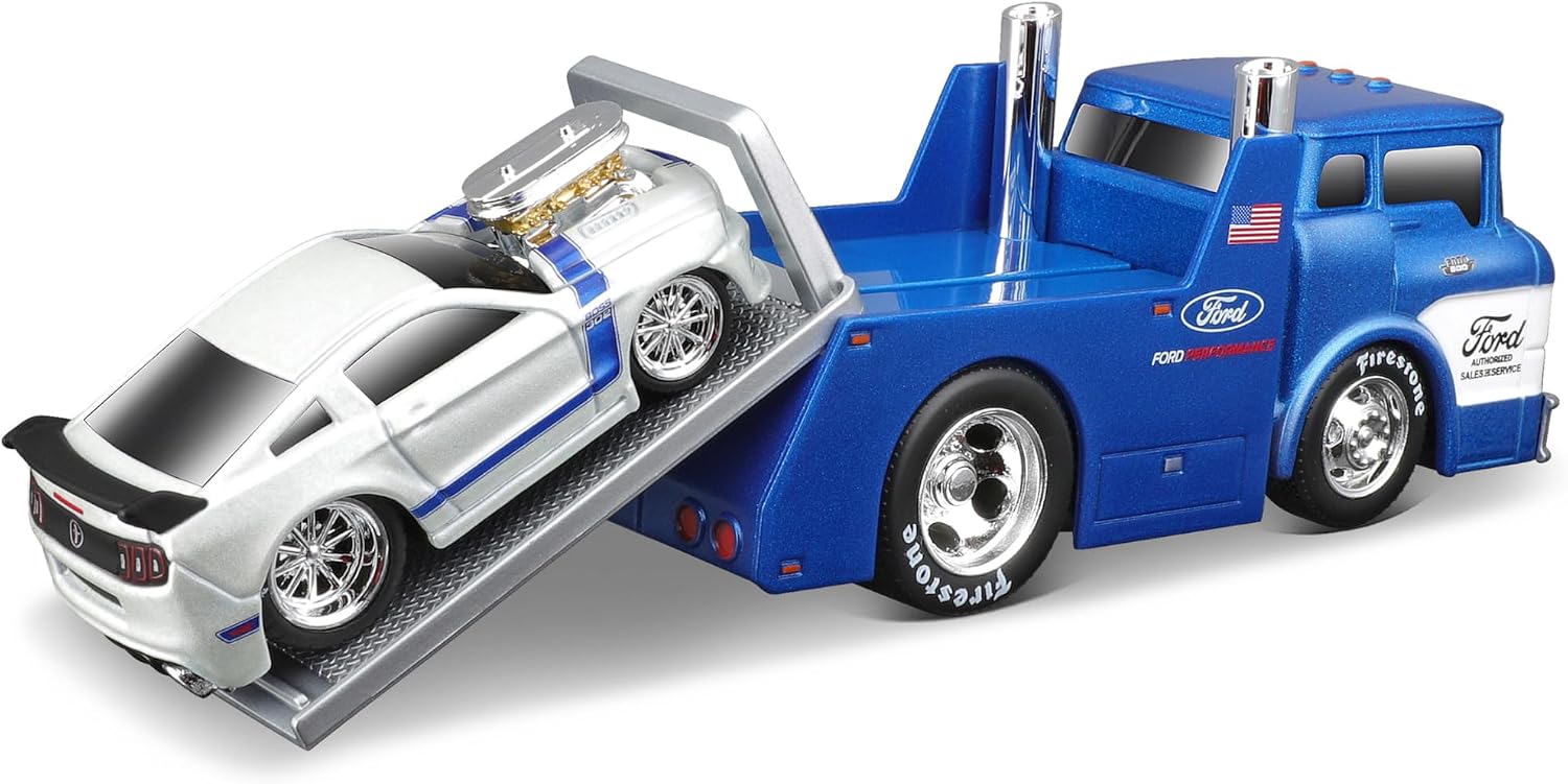 1/64 Scale Top Muscle Transports Series for 1966 Ford C600 Flatbed 2013 Ford Mustang Boss 302 Truck Green Diecast Metal Model Car (11549)