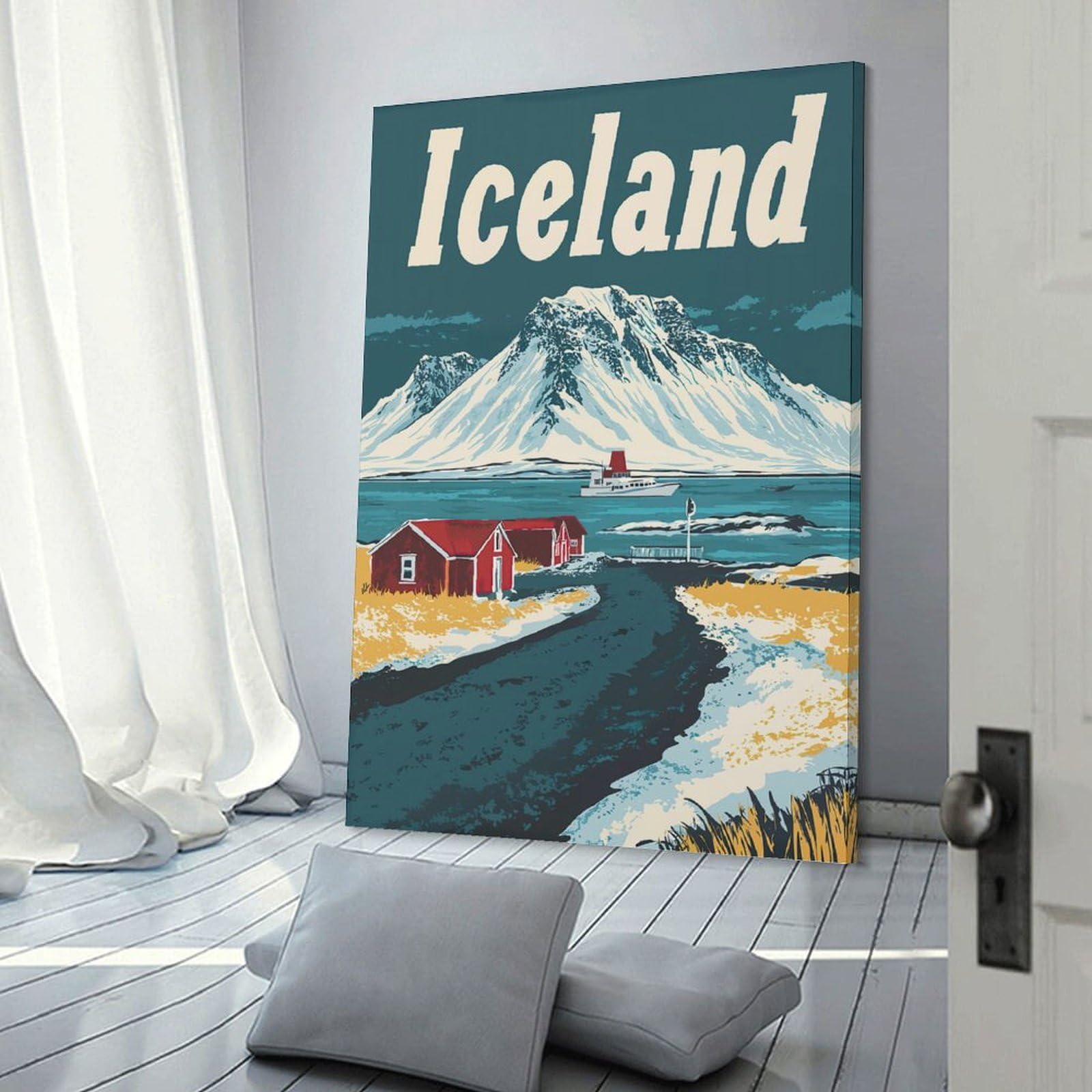 Junmoney Canvas Wall Decor Iceland Travel, 16x24inch(40x60cm), for Lounge Decor, Bedroom Walls Or Flats, Eye Catching Artwork for Blank Walls