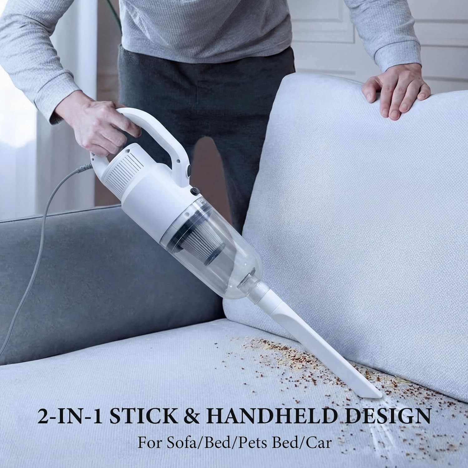 Lightweight Corded Stick Vacuum Cleaner, 2-in-1 Handheld Vacuum with Floor Brush & Crevice Tool, 13 ft Power Cord, HEPA Filter, Ideal for Apartments, Dorm Rooms, and Everyday Home Cleaning