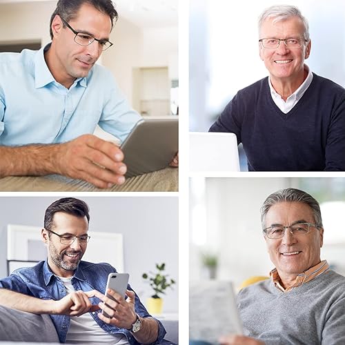 Miniatura 6 de Paquete de 3 anteojos de lectura con bloqueo de luz azul, elegantes lectores de computadora de marco completo de metal, filtro de rayos UV para