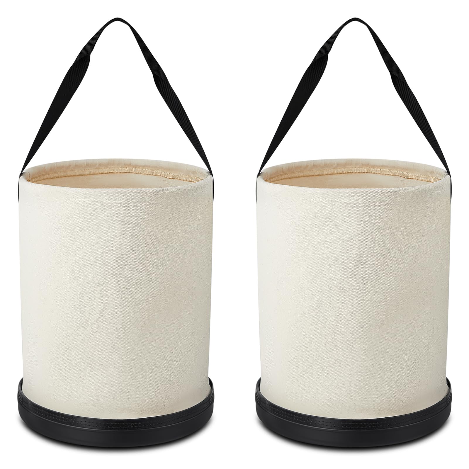 2 cubos de lona multiusos de 14 x 9 pulgadas, capacidad de carga de hasta 150 libras, cubo de trabajo con parte inferior de plástico con agujeros de drenaje para almacenar accesorios