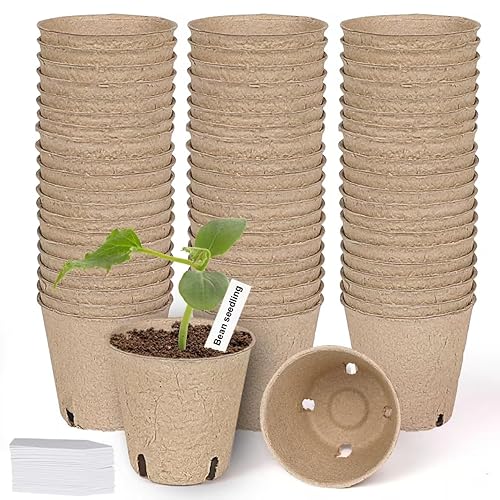 JNYONG 60 Packs 3.15 Inch Peat Pots,Biodegradable Pots for Seedlings