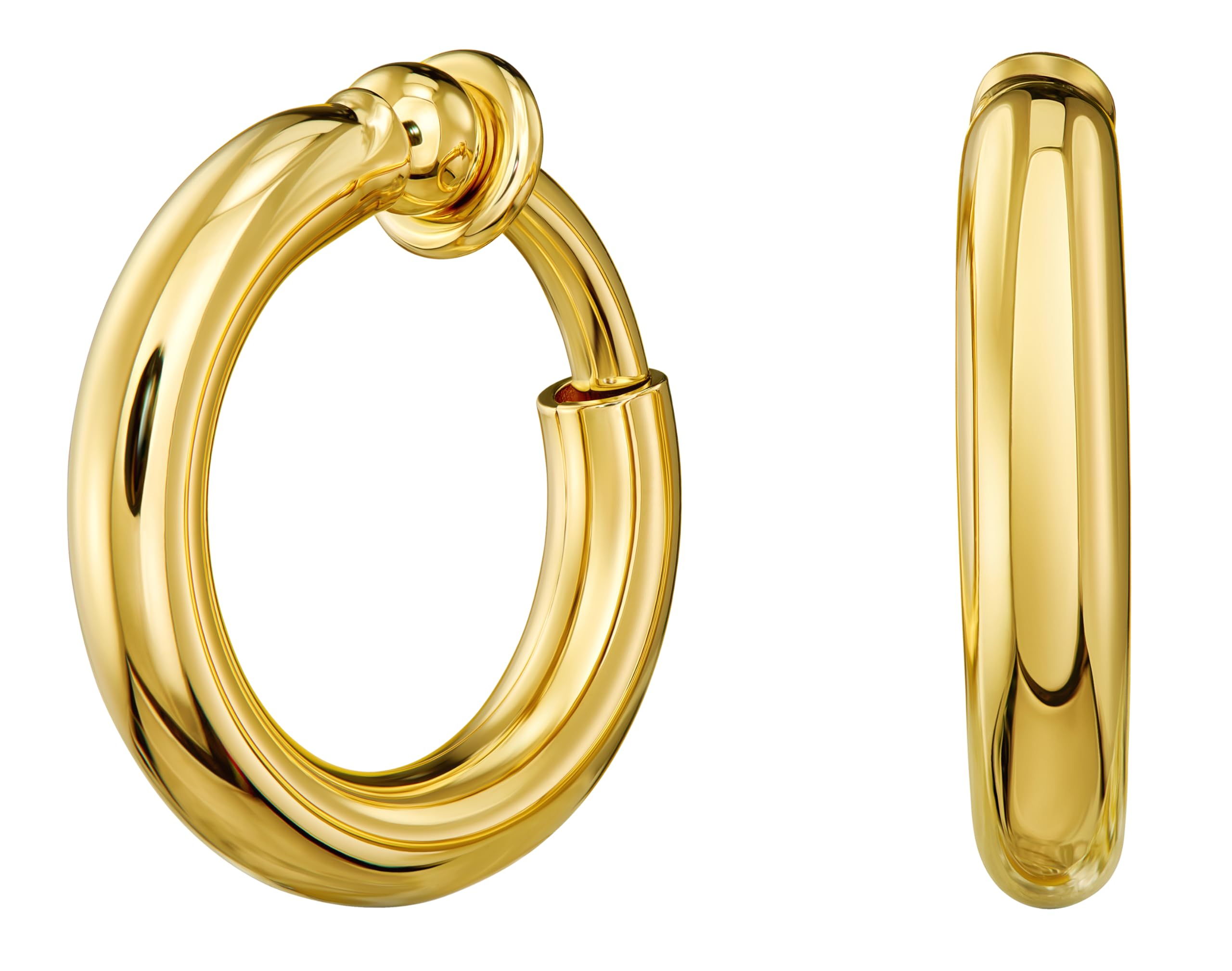 Traveller Ohrclip Creolen - Damen - Goldfarbe - Ø 33mm - 155050