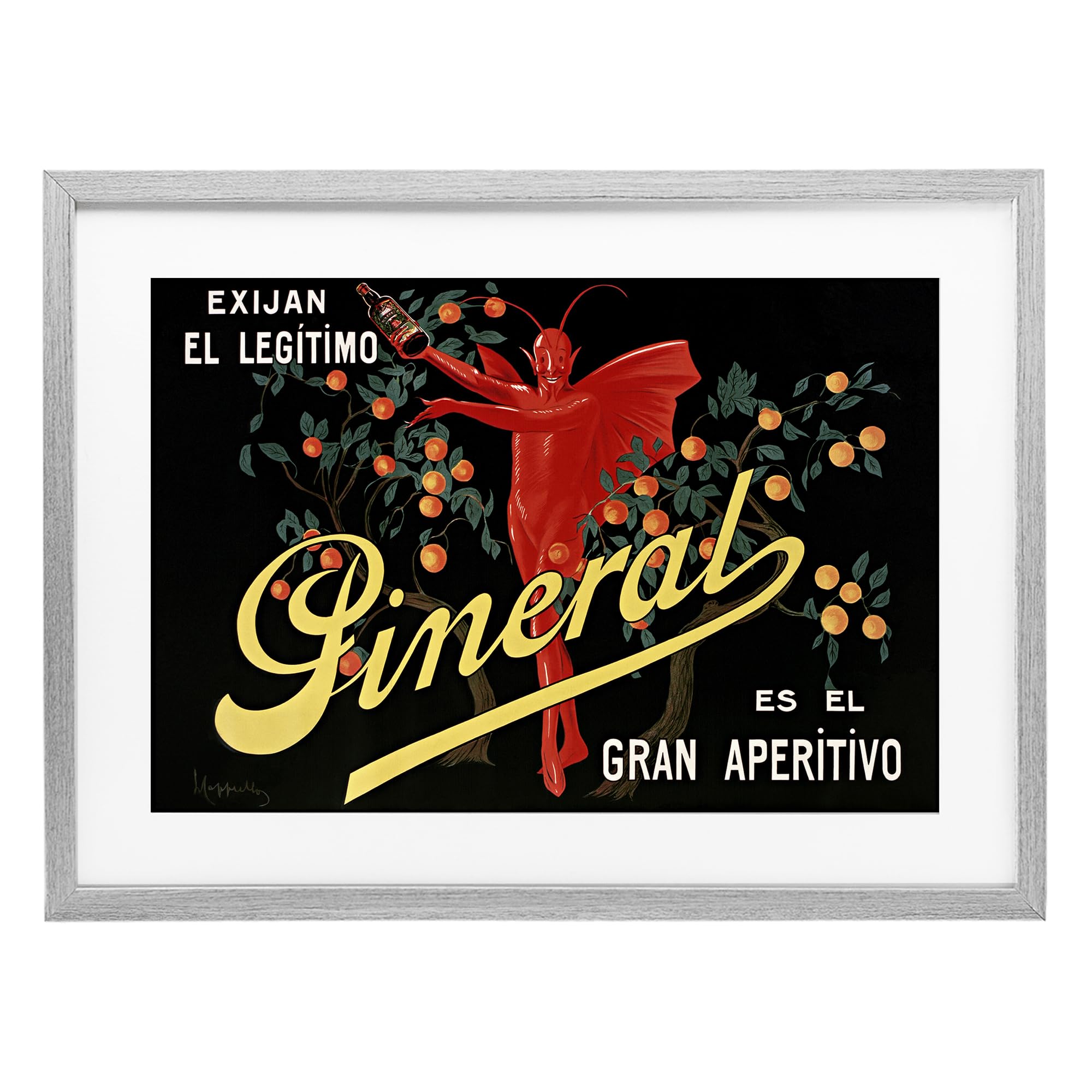'Aperitif Poster with Character'| Framed Print Under Glass