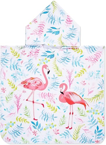 ASPMIZ Toalla de playa con capucha de flamenco para niños, toalla de baño de microfibra con capucha, ligera, suave y absorbente, toallas de playa