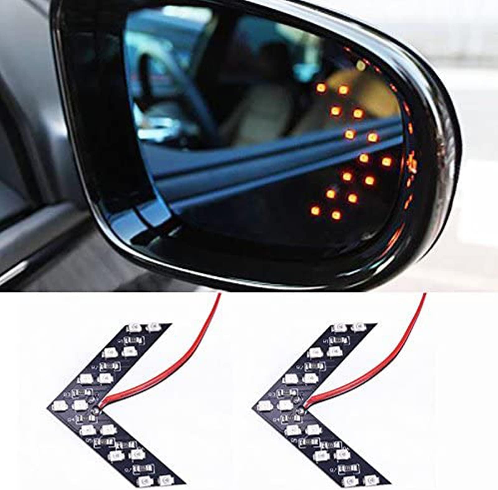 Car Rearview Mirror Turn Signal lights Auto Parts Concealed LED Turn Signal Indicator 14SMD LED Arrow Turn Signal-Red 2PCS