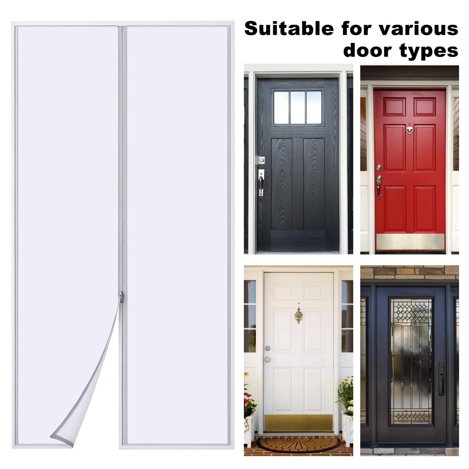 Joint de Porte pour Climatiseur Mobile, Joint de Porte pour Climatiseur avec Rallonge de Tuyau Cousue, Kit Calfeutrage Climatiseur Porte avec fermeture Éclair, Isolation Thermique en Été (90x210cm)