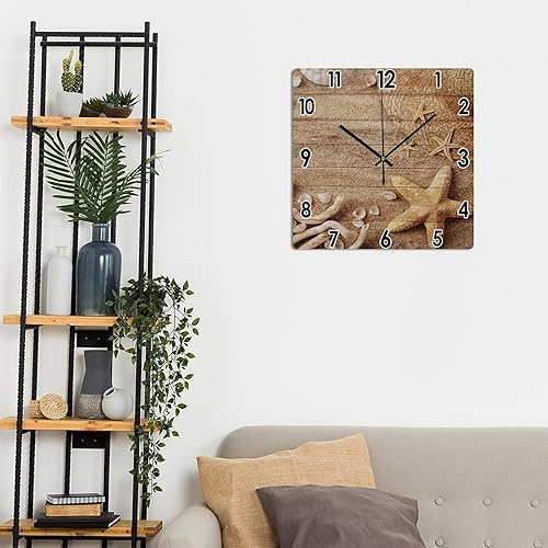 Miniatura 5 de Reloj de pared colgante de verano, playa, paisaje marino, concha de mar, relojes de PVC, estilo retro, rústico, con temática de playa, relojes