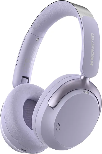 Monster Persona 3rd ANC Active Noise Canceling Headphones, Wireless Bluetooth 5.4 Over-Ear Headphones with 6 Mics, 70H Playtime and 3 EQ Modes, Deep Bass, Foldable Comfort Design for Travel, Purple