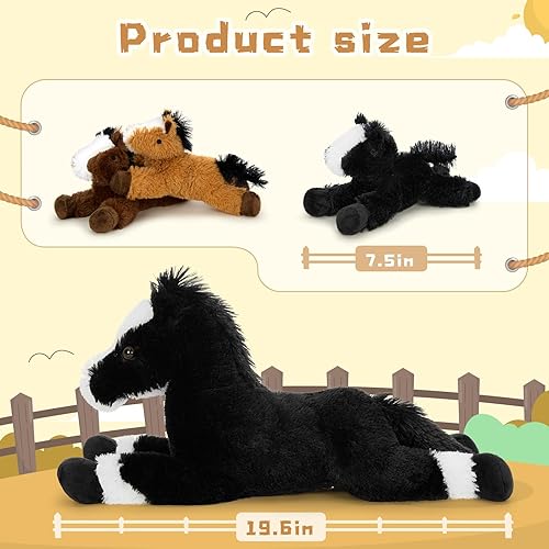 Miniatura 3 de Tezituor Juego de 4 Piezas de Animales de Peluche de Caballo, Caballo Mamá Grande de 21 Pulgadas con 4 Juguetes de Poni para Niñas y Niños,