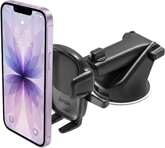 IOttie Une touche facile 5 Tableau de bord & Support de téléphone de montage de voiture de pare-brise iPhone, Samsung, Moto, Huawei, Nokia, LG, Téléphones intelligents