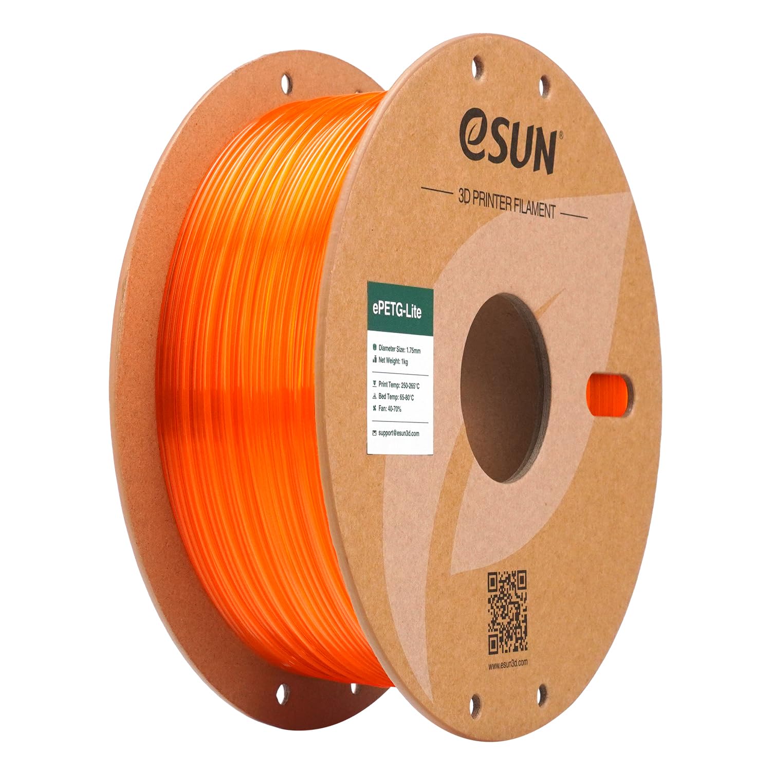 eSUN PETG filamento 1,75 mm, filamento PETG Basic ad alta tenacità, bobina da 1 kg (2,2 libbre) per stampanti 3D, Arancione