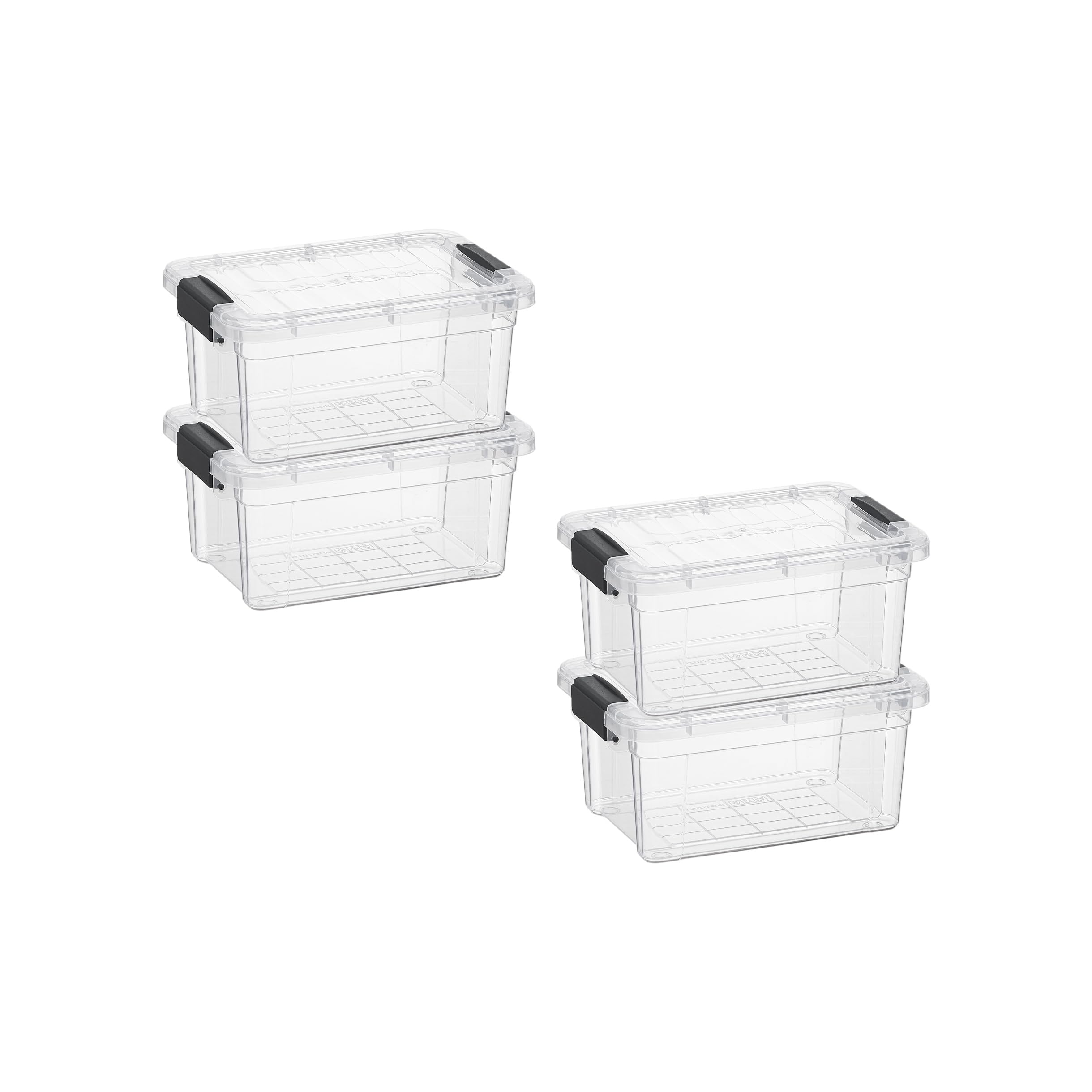 Superio 1.05 Quart Mini Clear Plastic Storage Container with Lid, Stackable Small Organizer Box for Crayons, Art Supplies, Beads, Sewing, Stationery &amp; Food Storage, 4 Pack