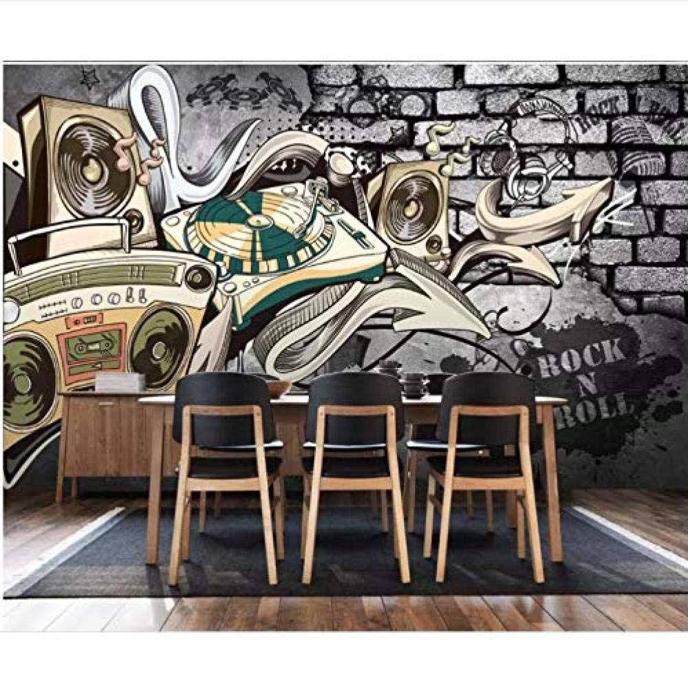 XHXI Photo Wallpaer Mural European Retro Nostalgic Hip Hop Street Graffiti Bar Decor Soggiorno Imitazione Tessuto d Carta da parati fotomurali poster murale Soggiorno camera letto sfondo-300cm×210cm