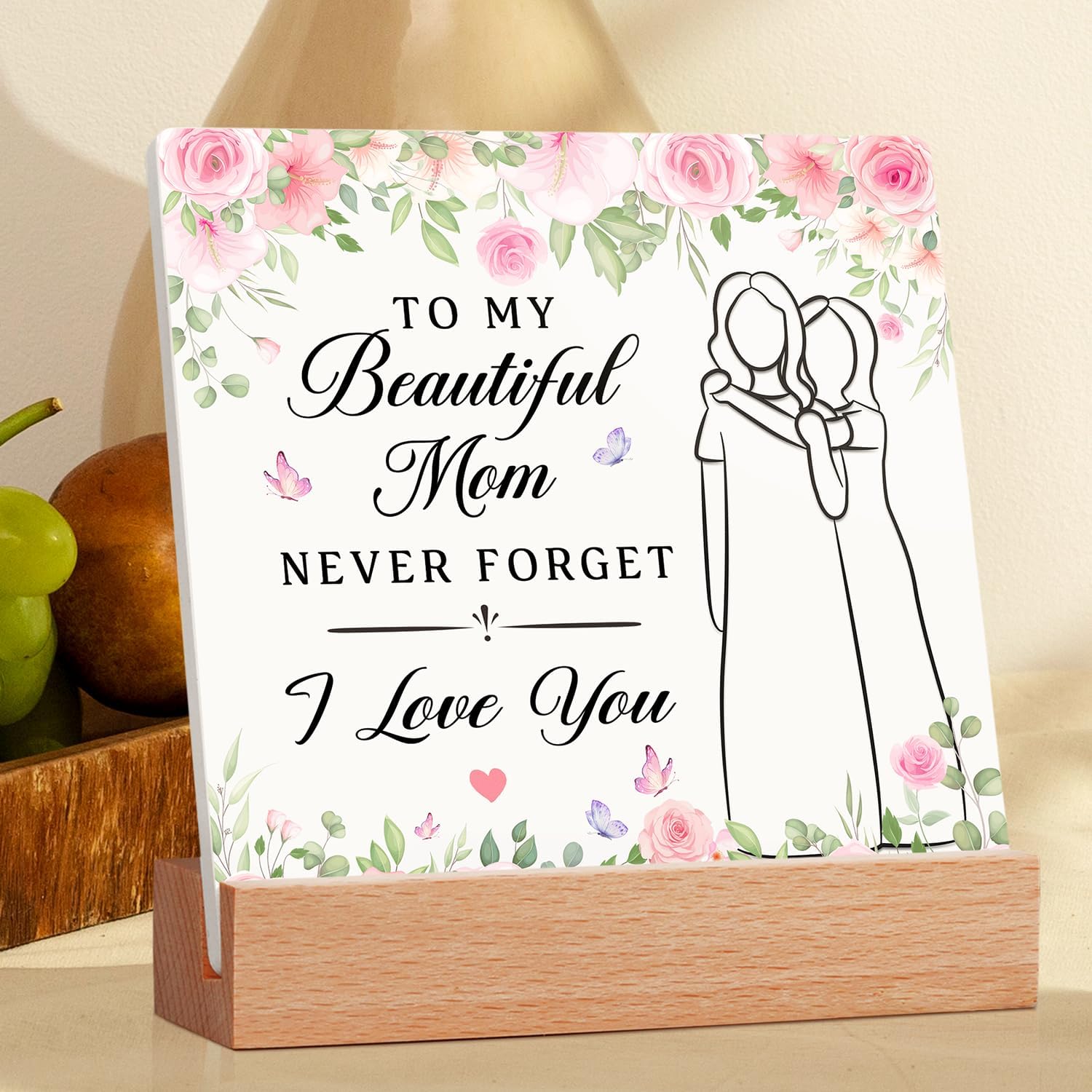 Mom Ceramic Plaque - Mothers Day Gifts for Mom from Daughter, Son - Valentine Birthday Christmas Gifts Ideas for Moms, Step Moms, Mama - Mother Appreciation Sign, Thank You Mum Plaque Home Decoration Mom 2 Plaque Ceramic Plaque