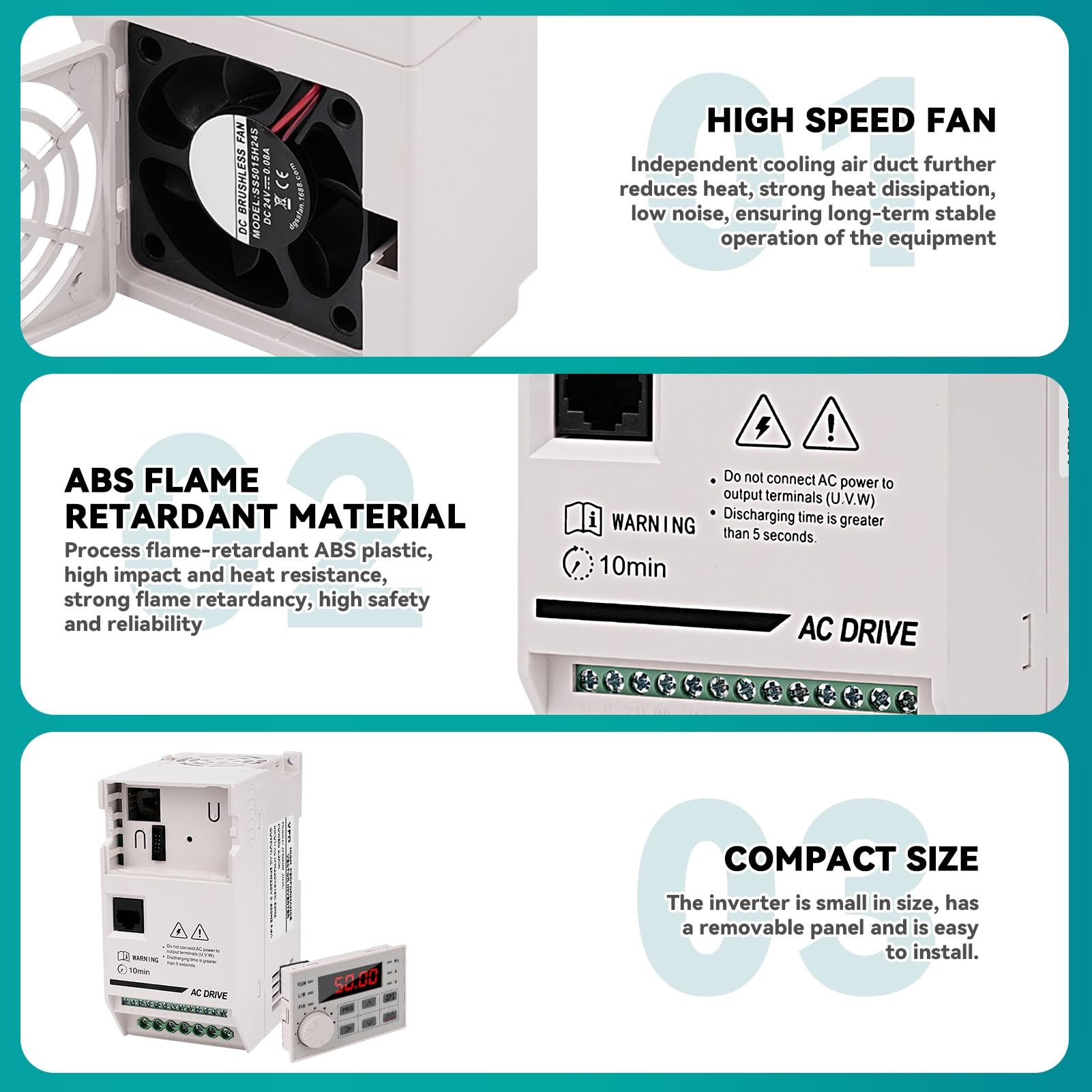 Inverter 220 380 Convertitore di Frequenza Trifase Frequency Converter VFD Monofase 220V Ingresso a Trifase 380V Uscita per Controllo Velocità CNC Motore Mandrino 2.2KW