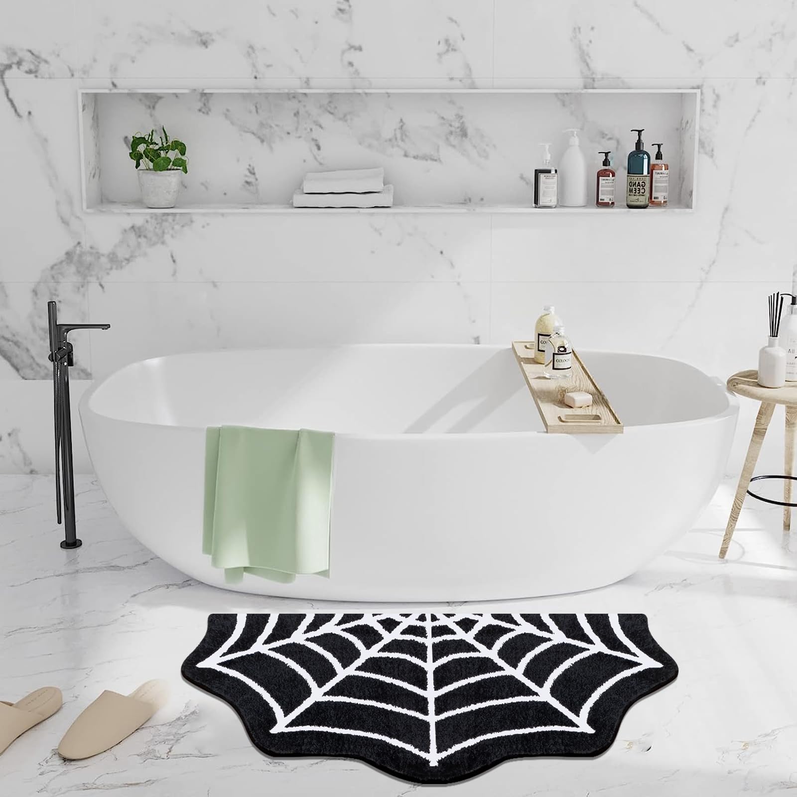 Spinnennetz Teppich 80x150cm - Halloween Deko Mit Rutschfester Unterseite